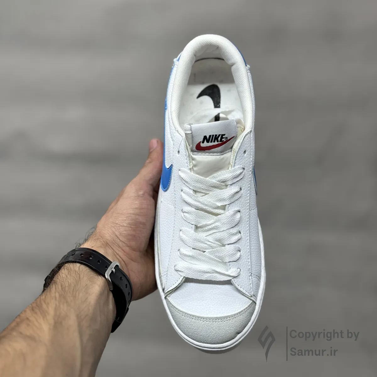 گالری تصاویر کتونی نایک بلیزر سفید آبی ساق کوتاه